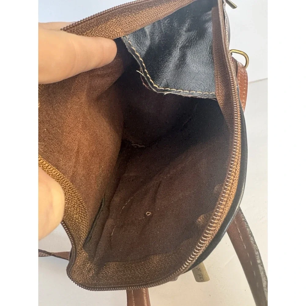 Italian Genuine Leather Top Handle Backpack Purse Brown Shoulder Bag Handbag